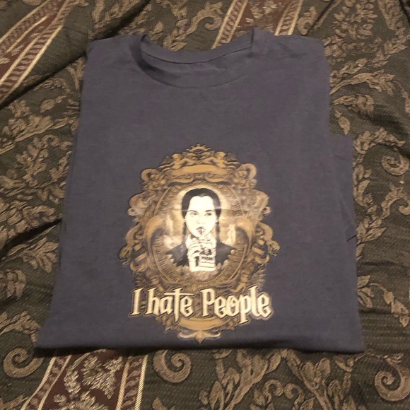 NWOT WEDNESDAY ADDAMS Charcoal Grey Stretch Graphic Tee Unisex Sz XXL 2X - Picture 2 of 3